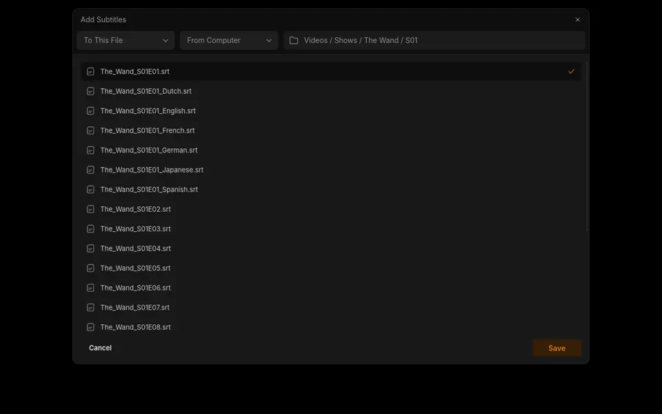 Add Subtitles dialog