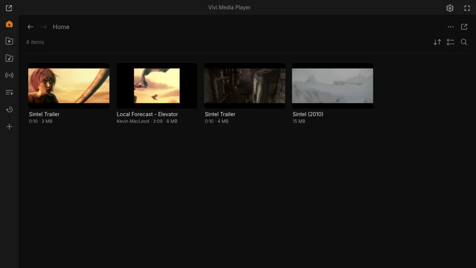 Vivi library home with Continue Watching